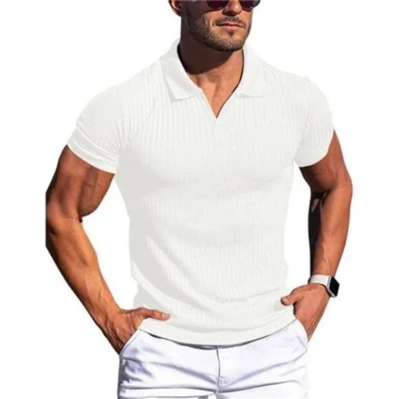 NEW 𝅺MEN'S Muscle Shirts Slim Fit Ribbed Knit White - Picture 1 of 8